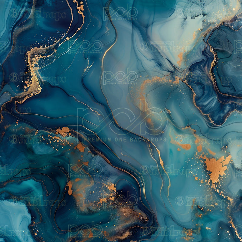 Pillow Cover Backdrop (Aqua Gold Marble Flow)