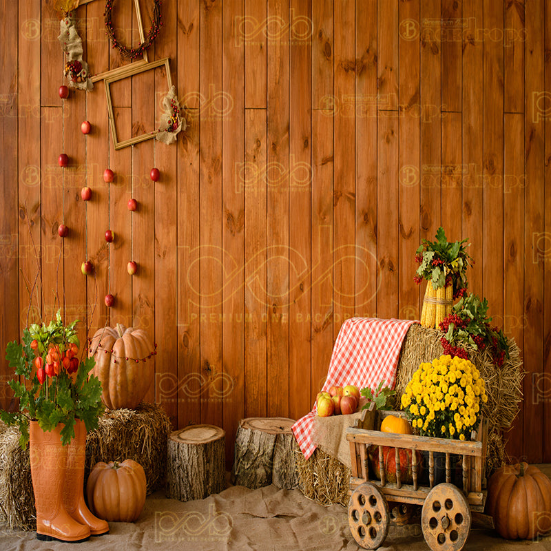 premium one pillowcover backdrops-Autumn Rustic Harvest