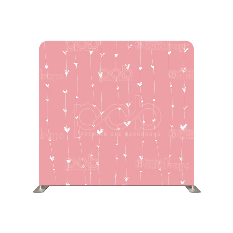 premium one pillowcover backdrops-Baby Pink Background With White Heart