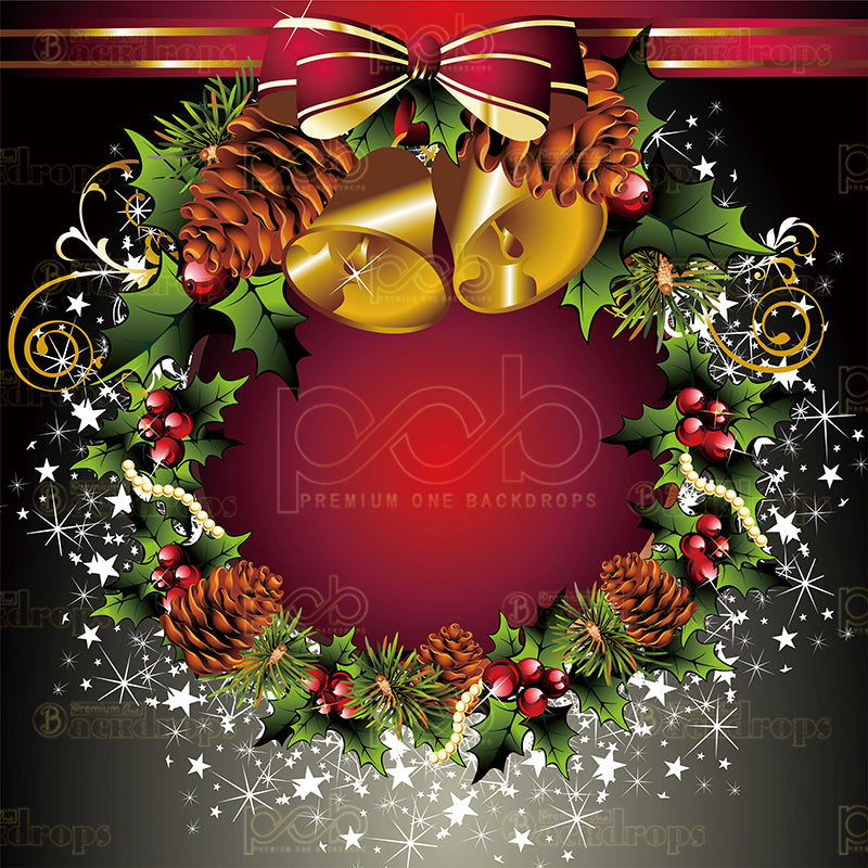 premium one pillow cover backdrops-Bells Wreath