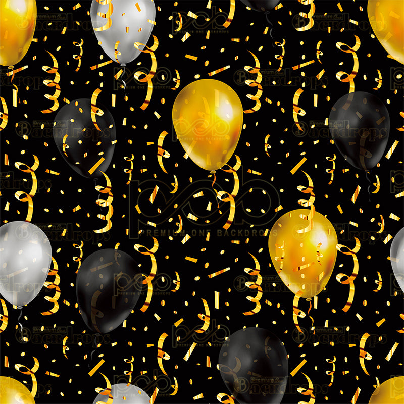 premium one pillow cover backdrops-Black and Gold Balloons