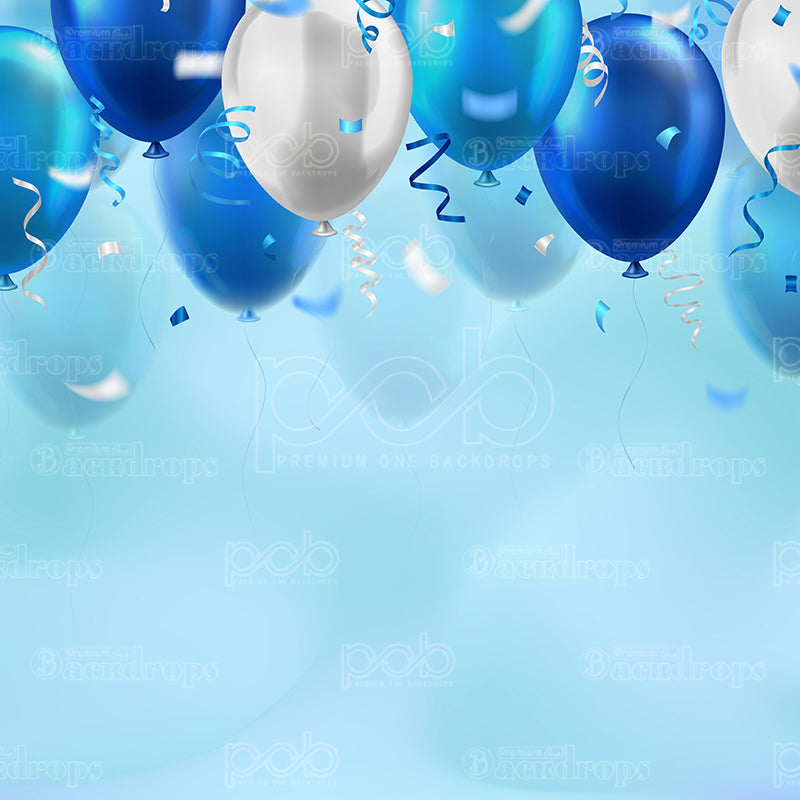 premium one pillowcover backdrops-Blue Balloon Celebration