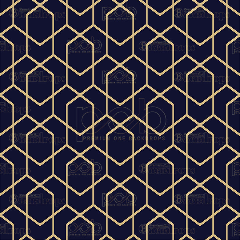 premium one pillow cover backdrops-Blue and Gold Geometric