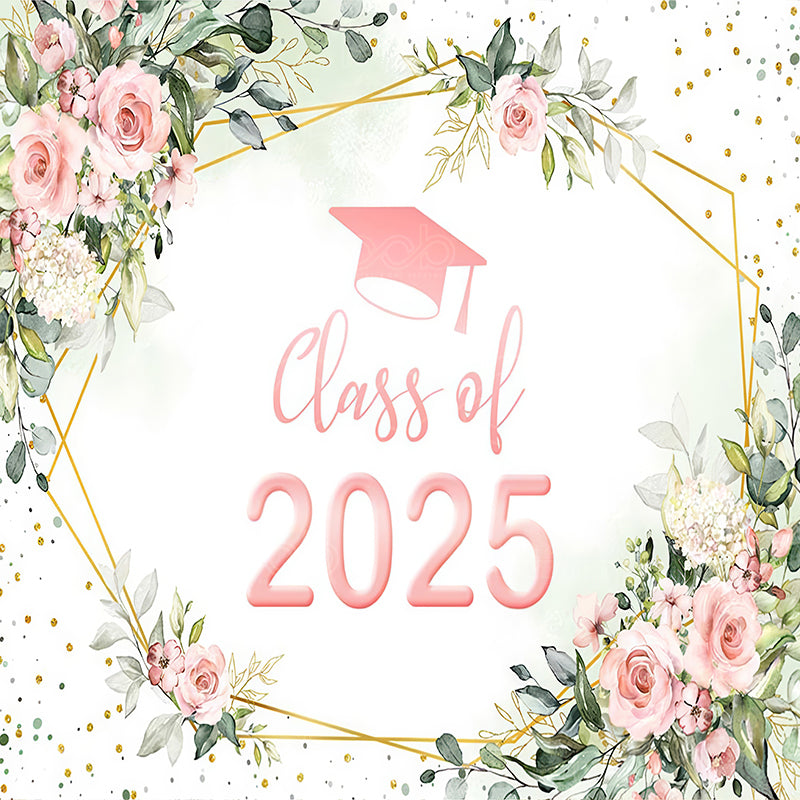 premium one pillowcover backdrops-Blushing Blooms Graduation 2025