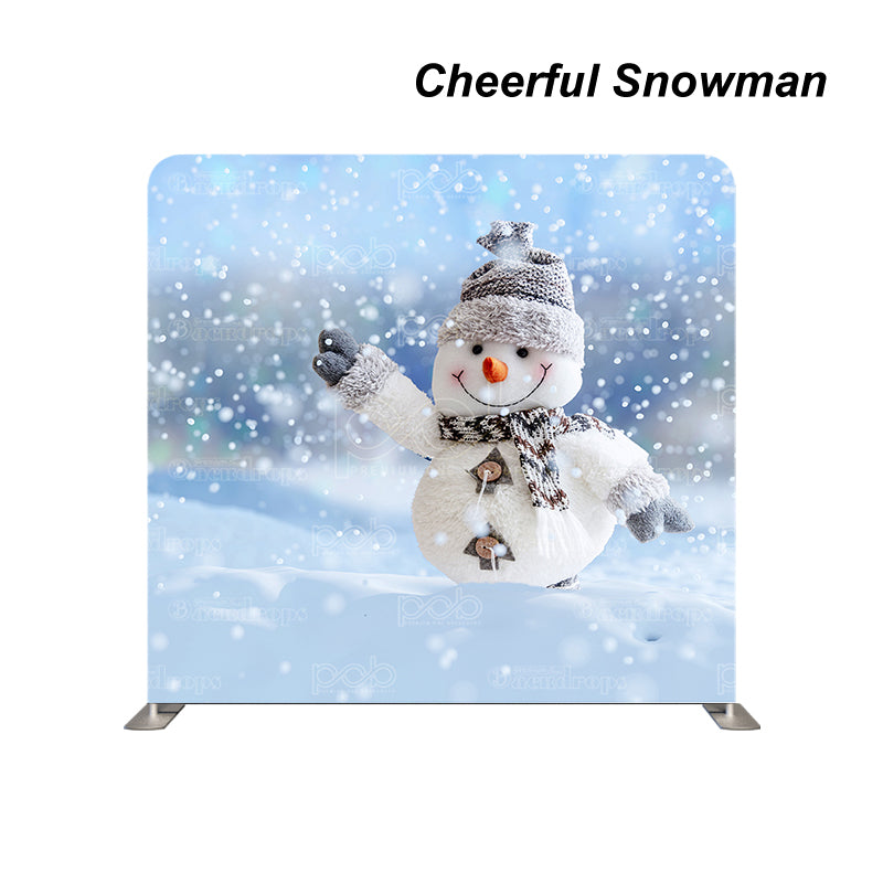 premium one pillowcover backdrops-Cheerful Snowman
