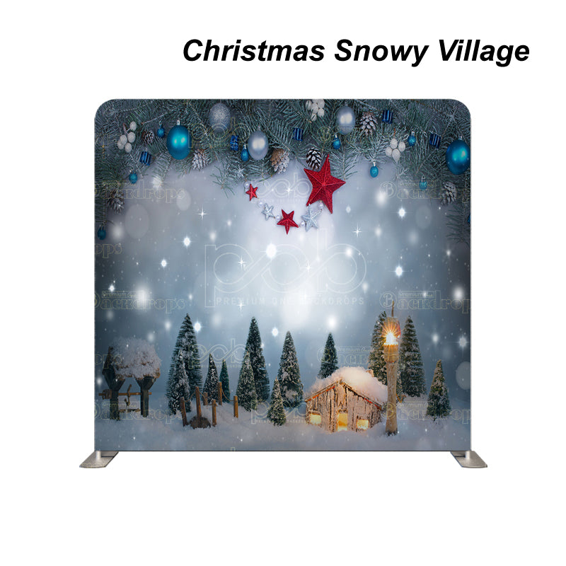 premium one pillowcover backdrops-Christmas Snowy Village