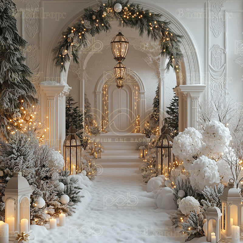 premium one pillowcover backdrops-Christmas Vintage Grand Door