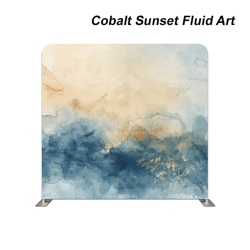 Pillow Cover Backdrop (Cobalt Sunset Fluid Art)