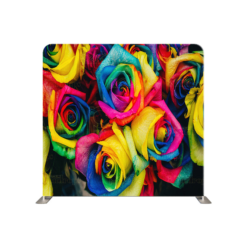 premium one pillowcover backdrops-Colorful Large Roses