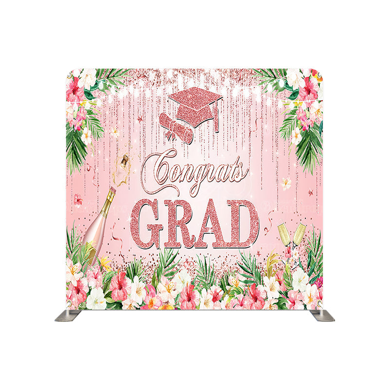 premium one pillowcover backdrops-Congrats Grad with Flowers
