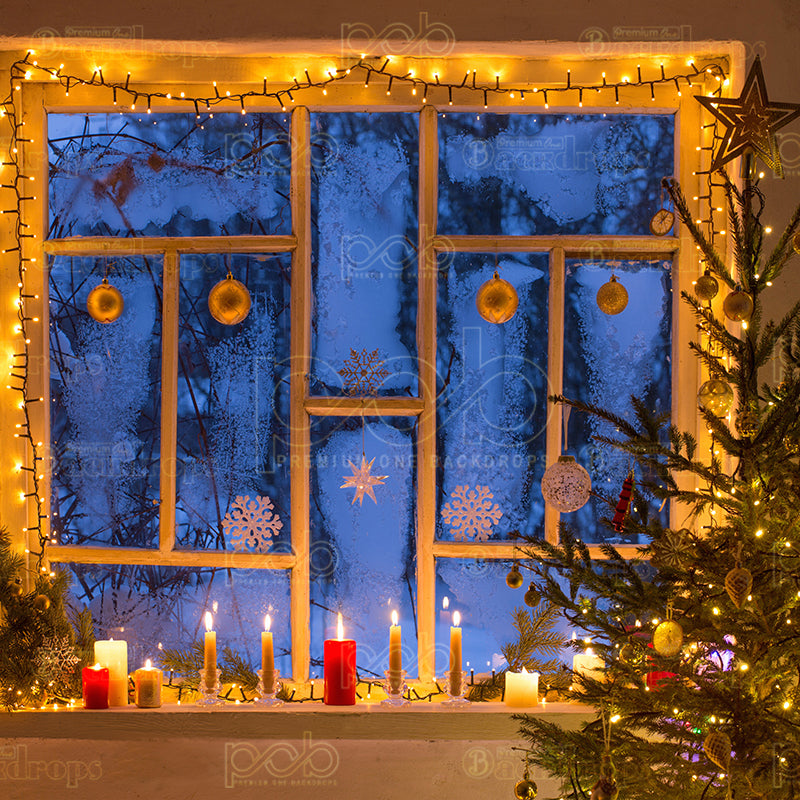 premium one pillowcover backdrops-Cozy Winter Window