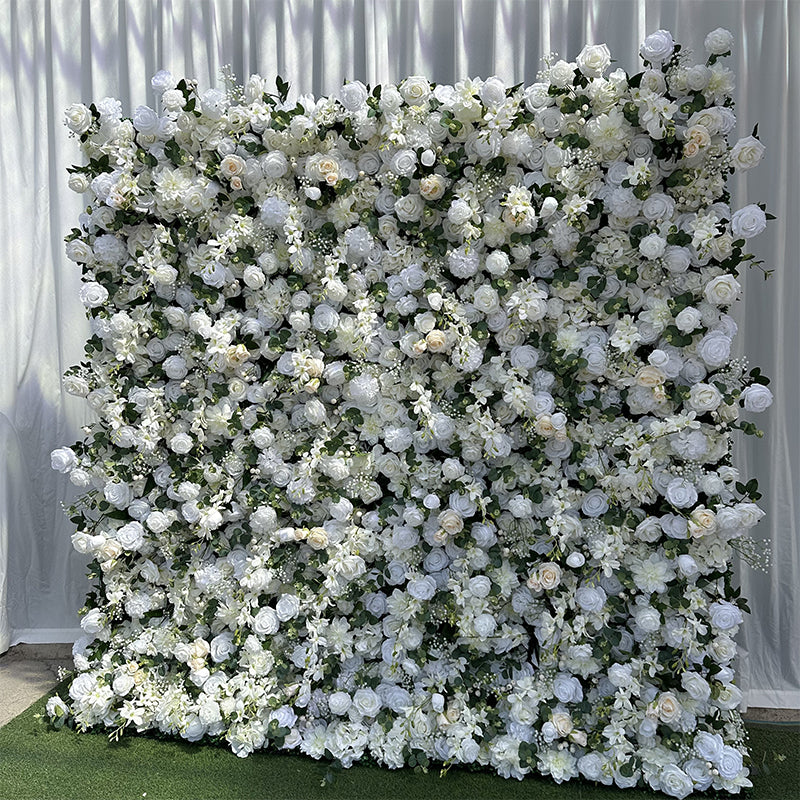 Deluxe Wild White and Greenery Premium Flower Wall