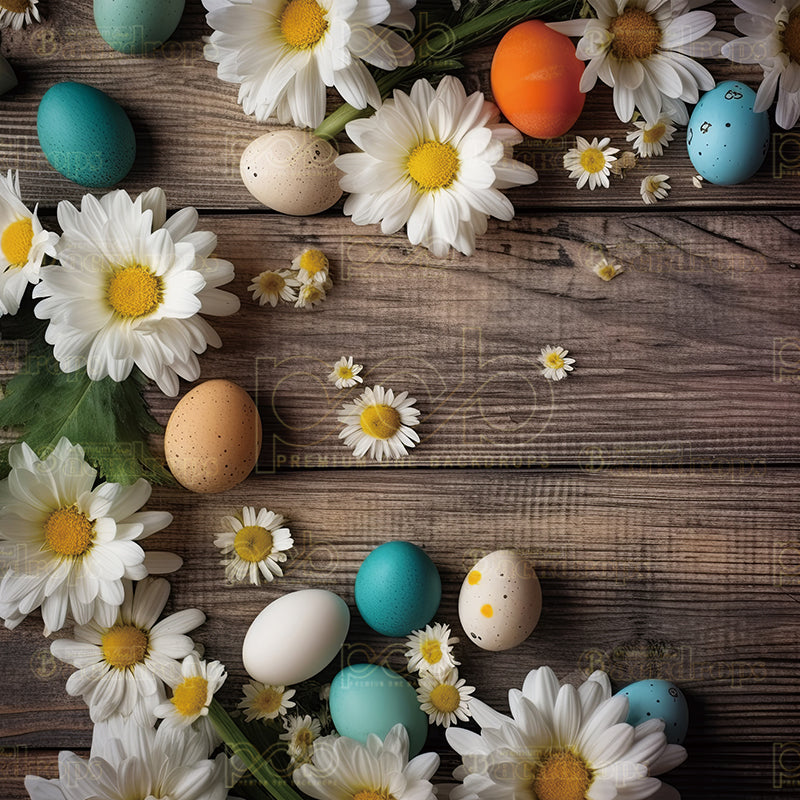 Pillow Cover Backdrop (Easter Floral Egg Harmony)