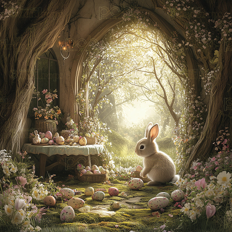 premium one pillowcover backdrops-Easter Glade Bunny