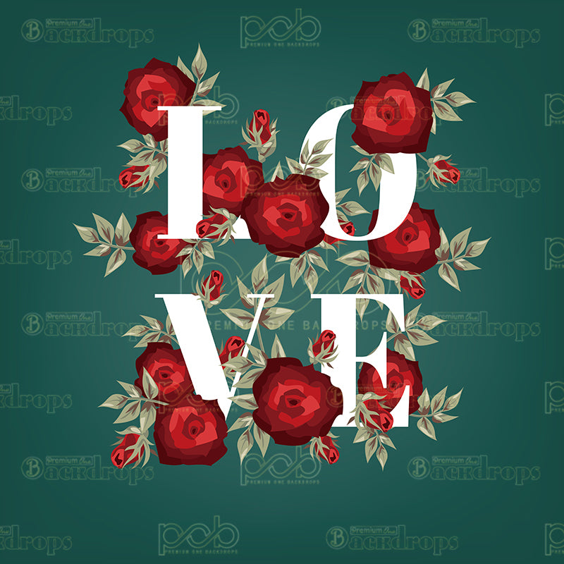 premium one pillowcover backdrops-Floral Green Love