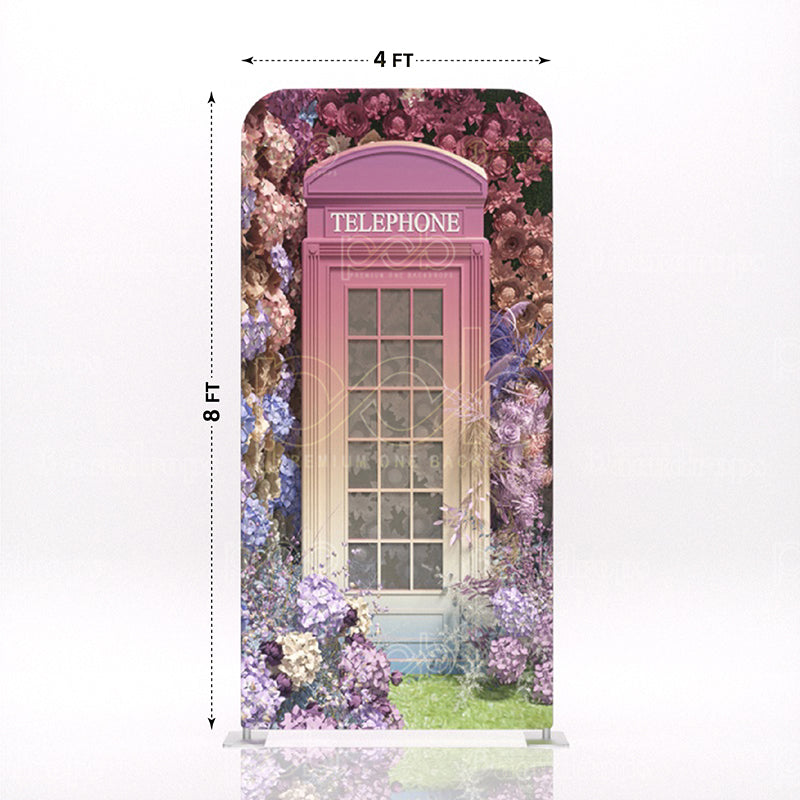 Floral London pink Phone Booth Art