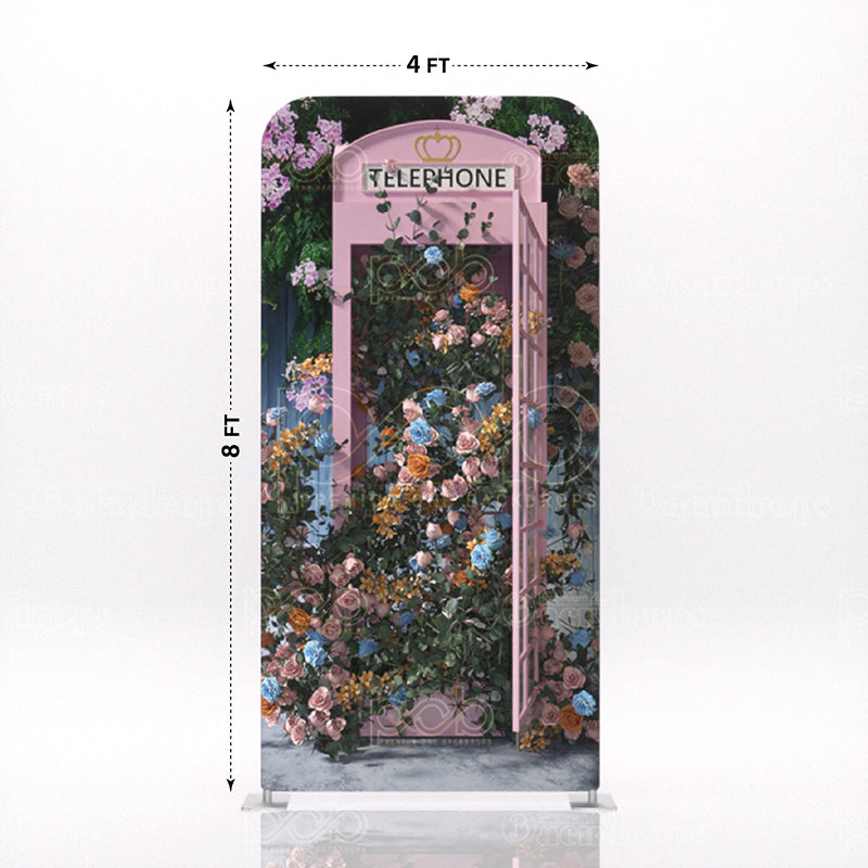 A romantic phone booth full of flowers