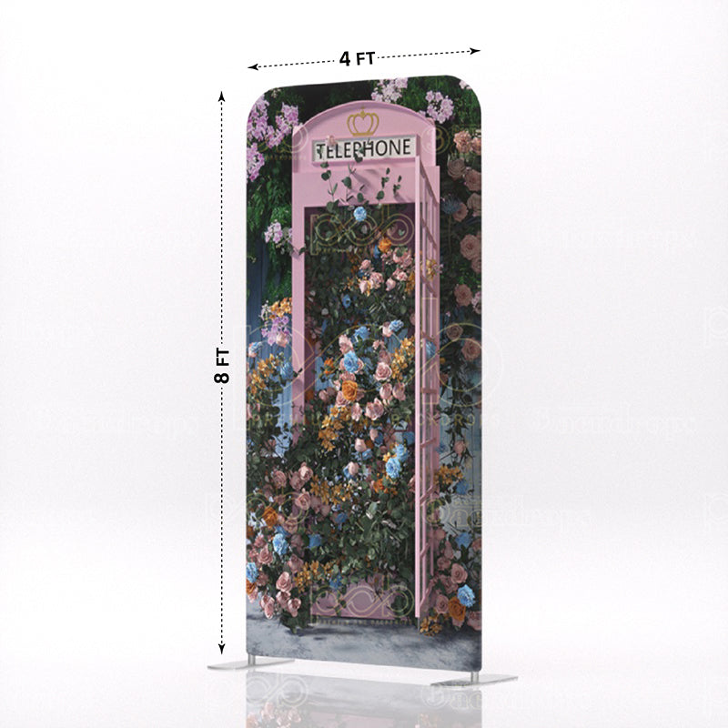A romantic phone booth full of flowers