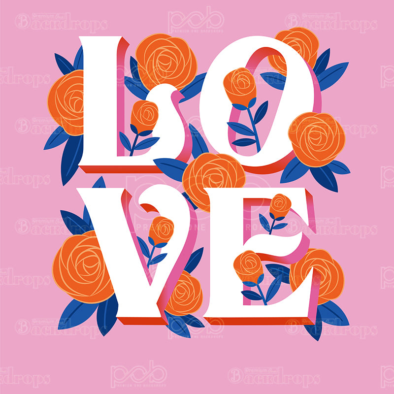 premium one pillowcover backdrops-Floral Pink Love