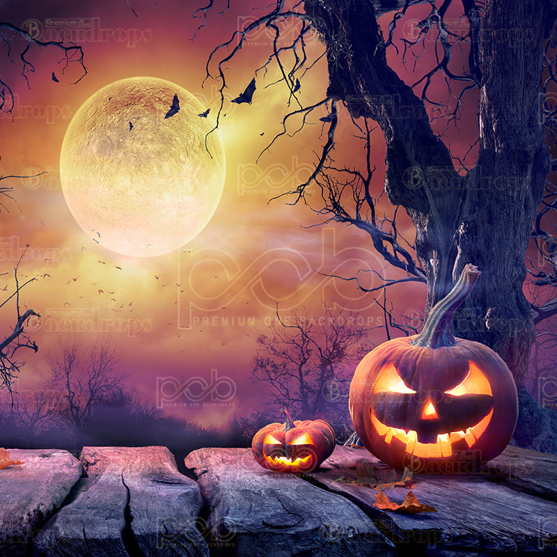 premium one pillowcover backdrops-Haunted Harvest Moon