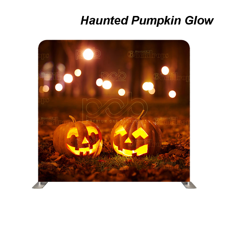 premium one pillowcover backdrops-Haunted Pumpkin Glow