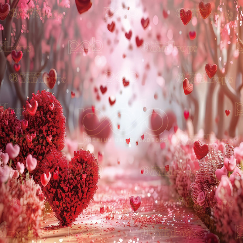 premium one pillowcover backdrops-Heart Blossom Pathway