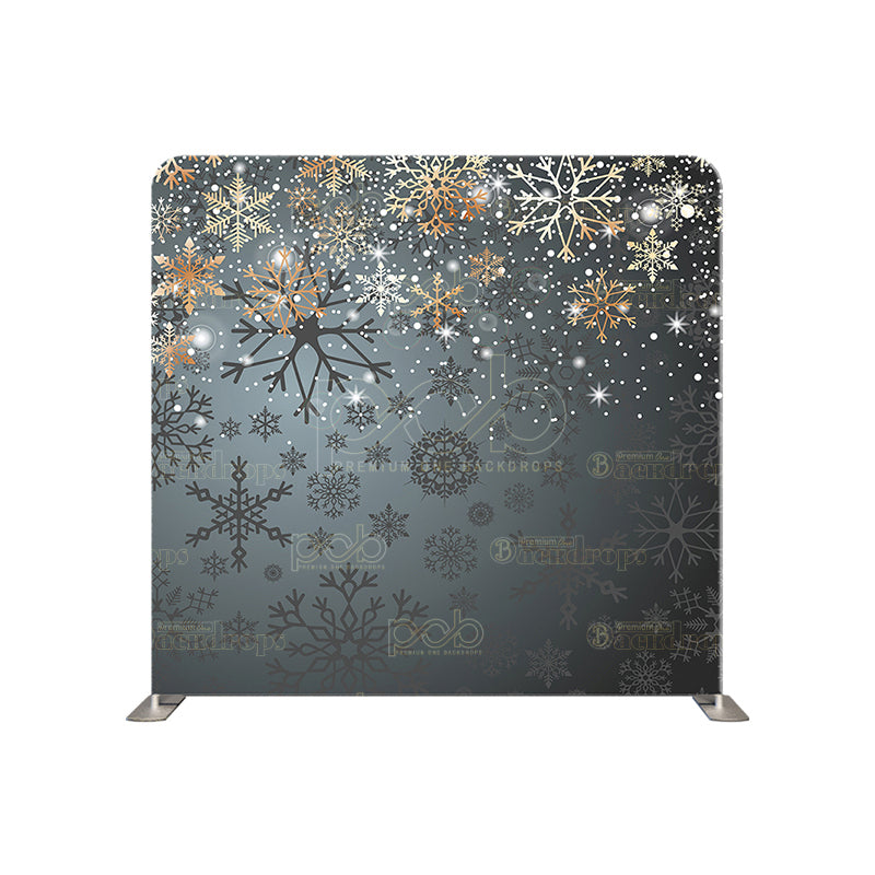 premium one pillowcover backdrops-Golden snowflakes in the evening