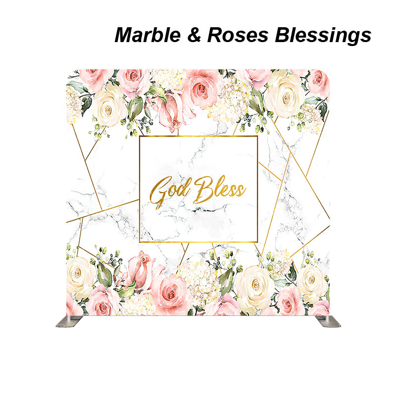 premium one pillowcover backdrops-Marble Roses Blessings