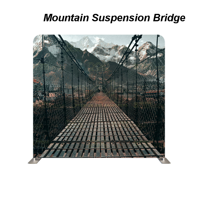 premium one pillowcover backdrops-Mountain Suspension Bridge