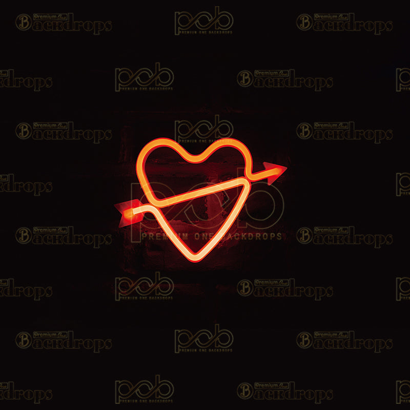 premium one pillowcover backdrops-Neon Heart Arrow