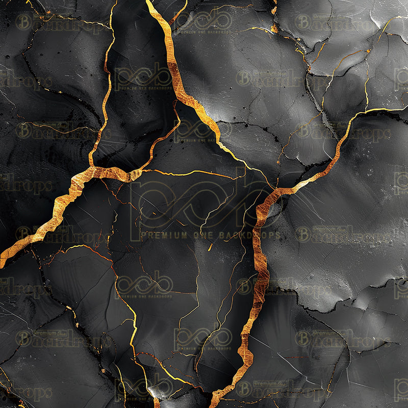 Pillow Cover Backdrop (Obsidian Gold Fissures)
