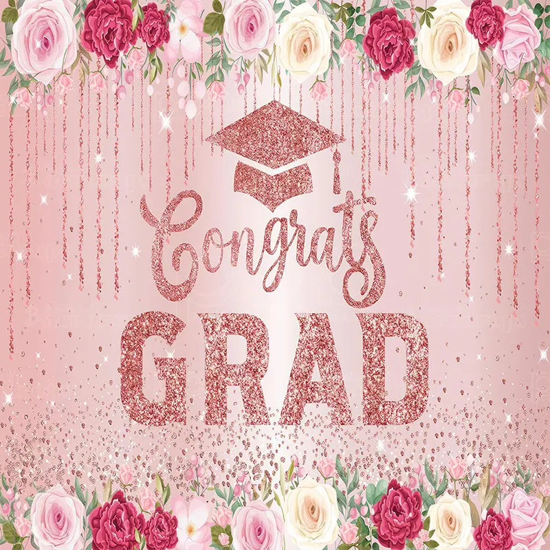 Pillow Cover Backdrop (Rose - Sparkle Graduation Tribute)