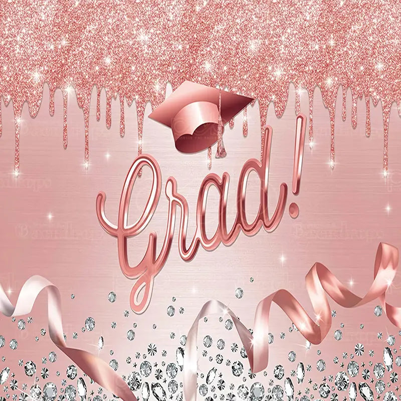 Pillow Cover Backdrop (Rose Gold Sparkling Graduation)