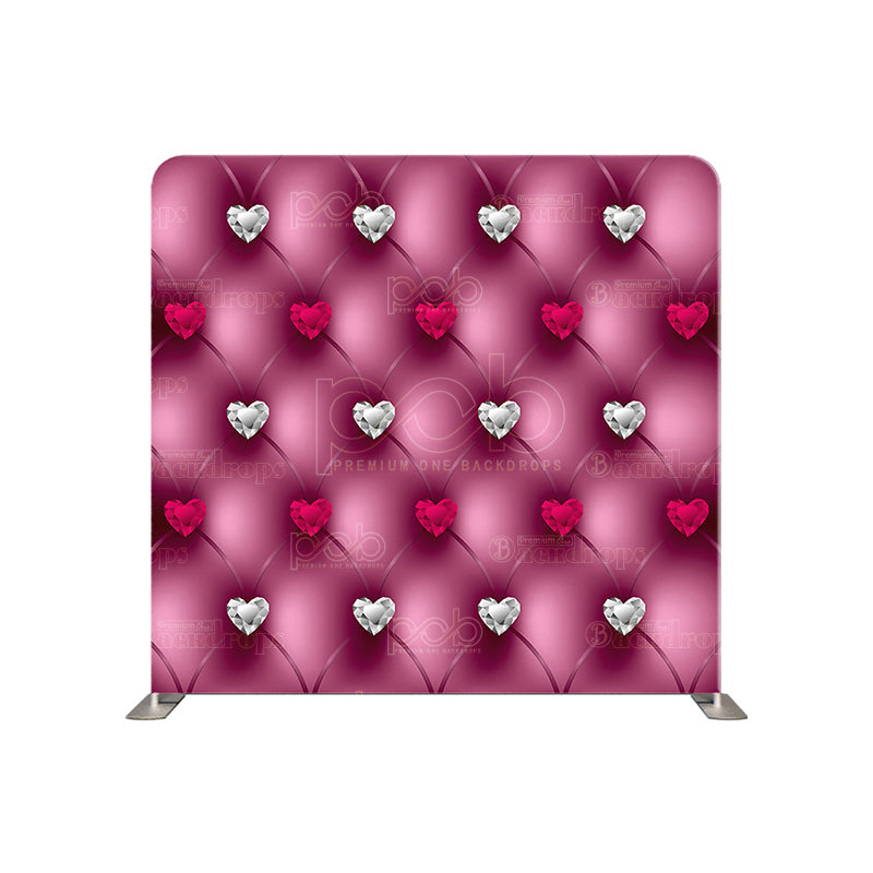 premium one pillowcover backdrops-Pink Diamond Hearts