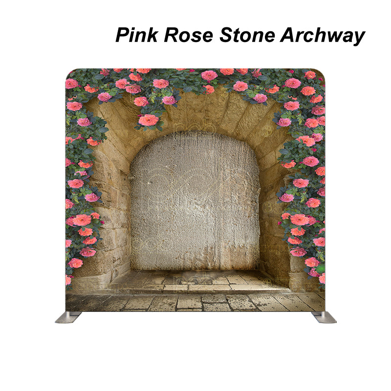 Pillow Cover Backdrop (Pink Rose Stone Archway)