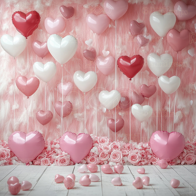 premium one pillowcover backdrops-Pink love balloon