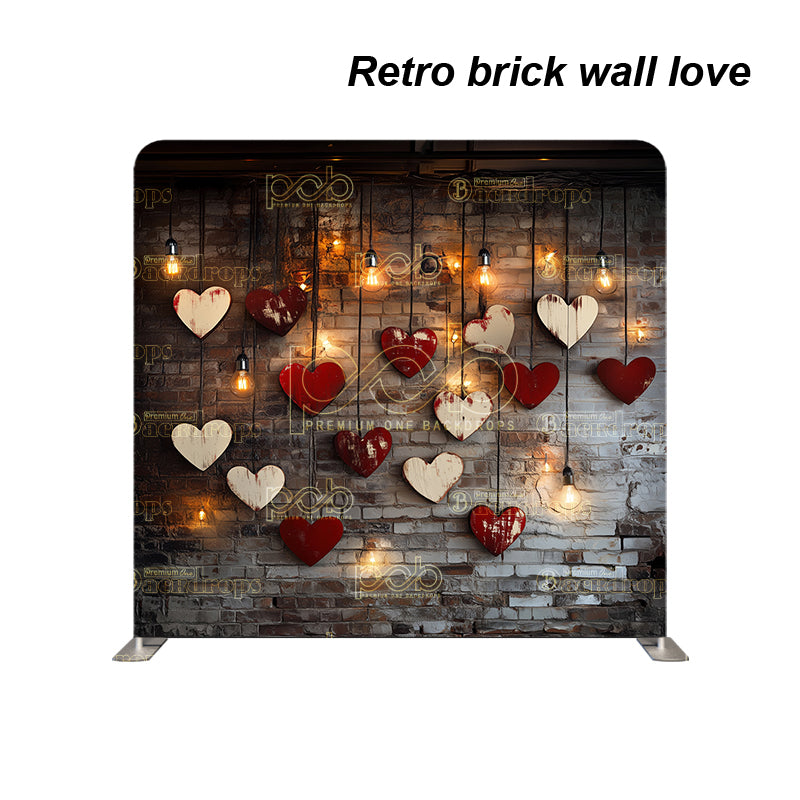 premium one pillowcover backdrops-Retro brick wall love