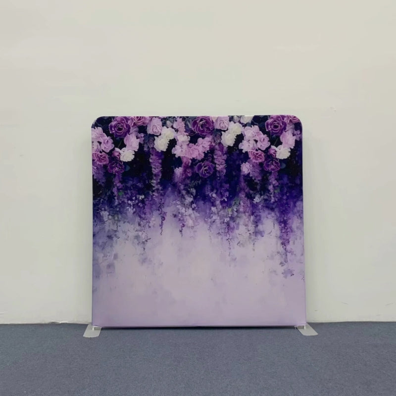 premium one pillow cover backdrops-Romantic Lavender White Floral backdrop-1