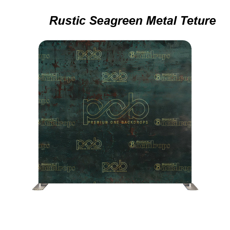 premium one pillowcover backdrops-Rustic Seagreen Metal Teture