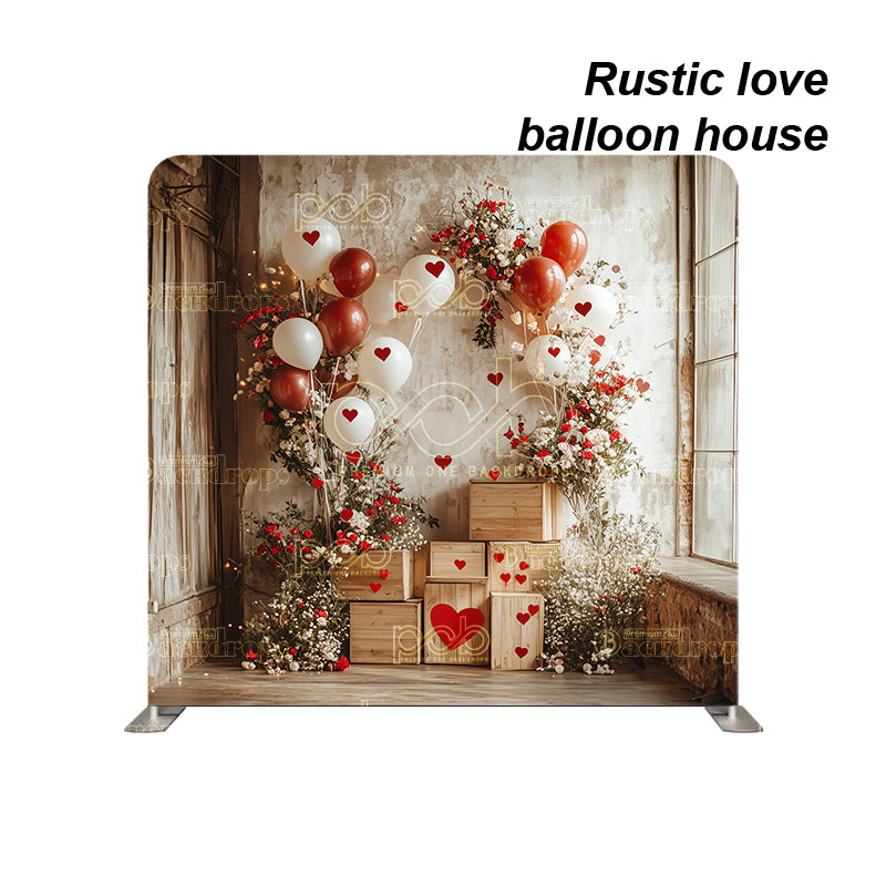 premium one pillowcover backdrops-Rustic love balloon house