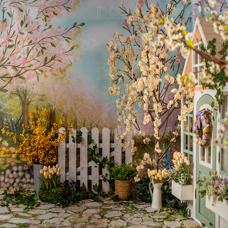 premium one pillowcover backdrops-Spring Garden Spot