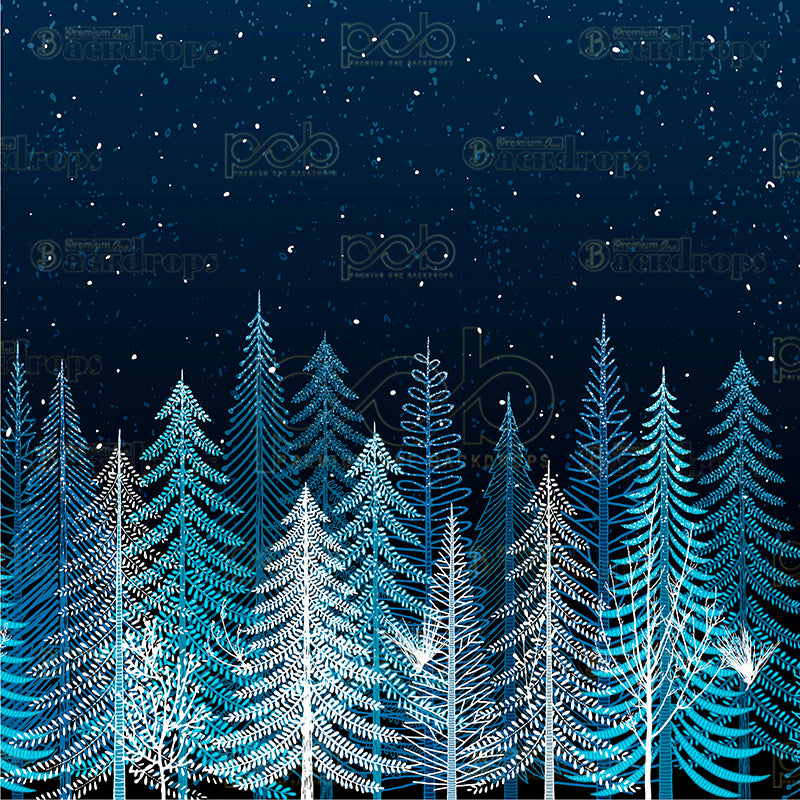 premium one pillowcover backdrops-Starry Night Pine Forest