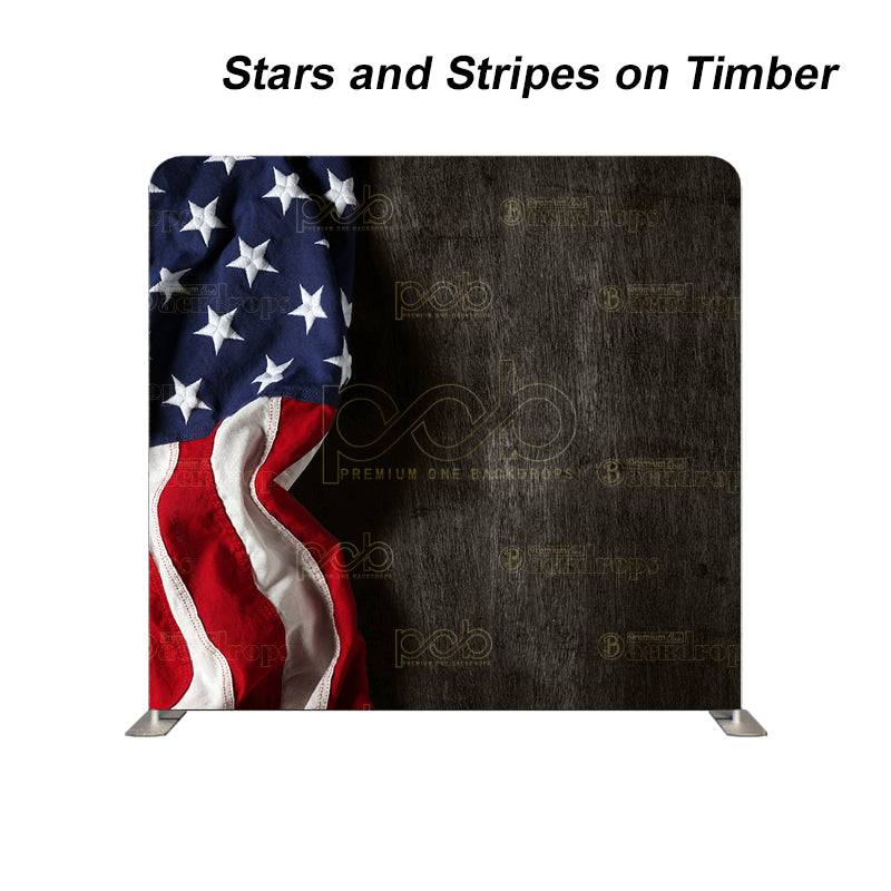 Pillow Cover Backdrop (Stars and Stripes on Timber)