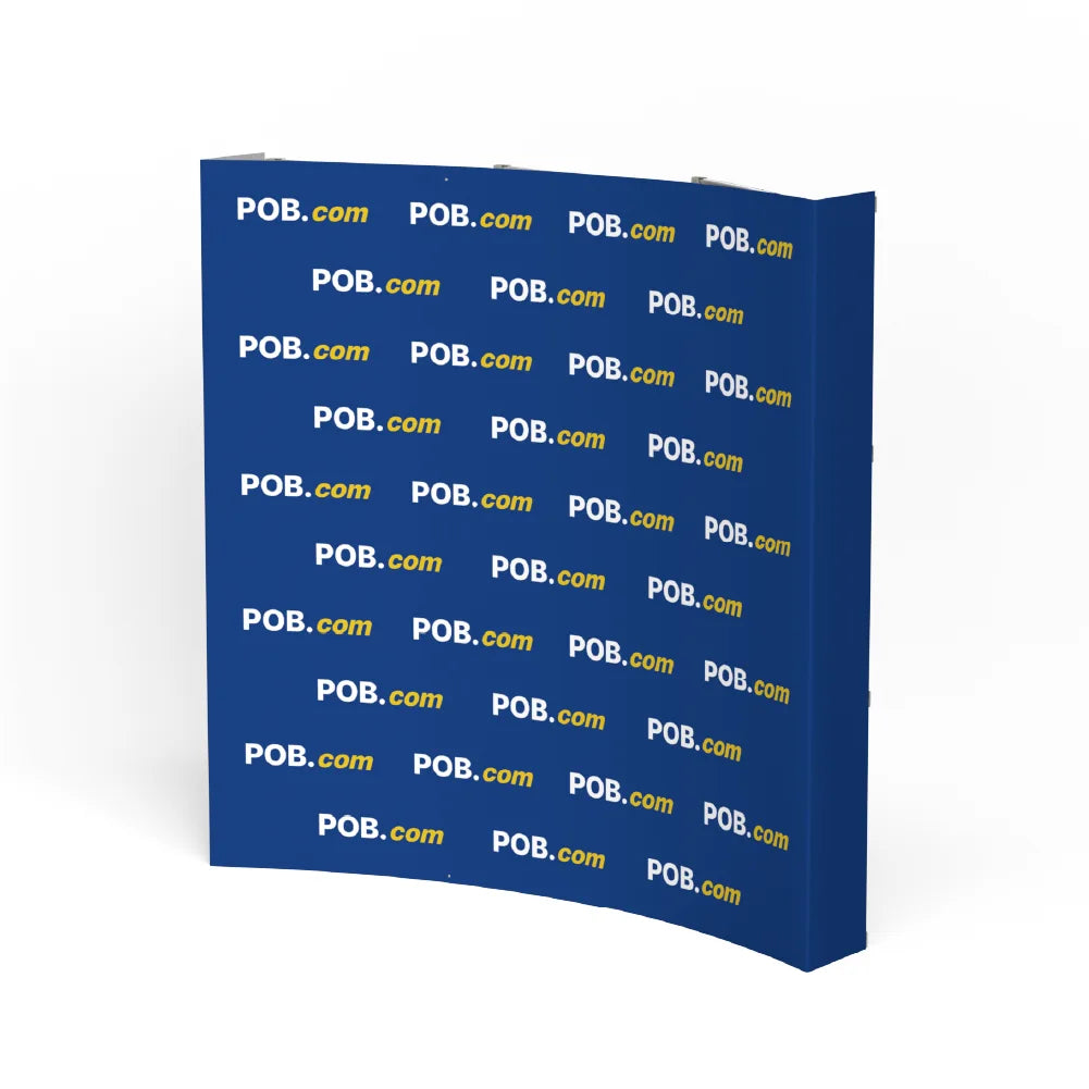 Step and Repeat Straight Pop Up Display left side view showing the straight frame structure and fabric graphic