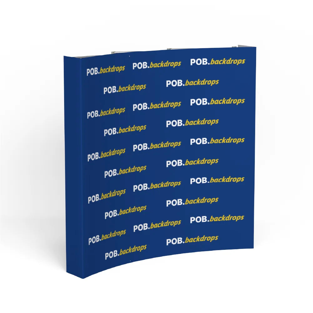 Step and repeat curved display right side view with portable frame structure
