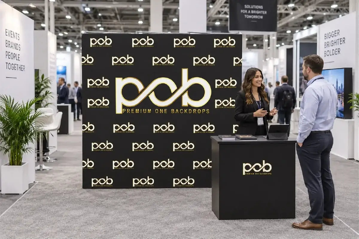 Step and repeat pop up display used for indoor events and trade shows