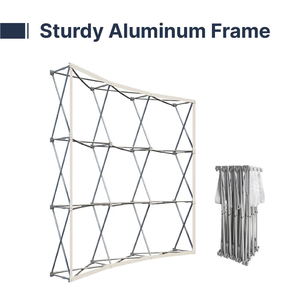 Collapsible aluminum frame for straight fabric pop up display