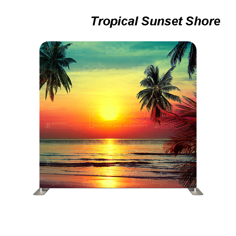 premium one pillowcover backdrops-Tropical Sunset Shore