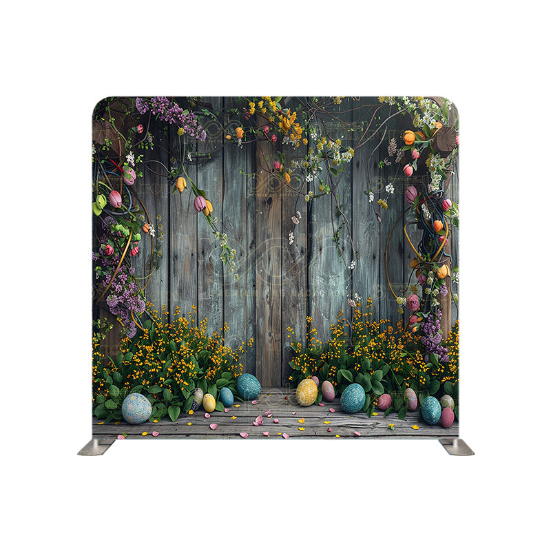premium one pillowcover backdrops-Wooden Wall Easter Arrangement