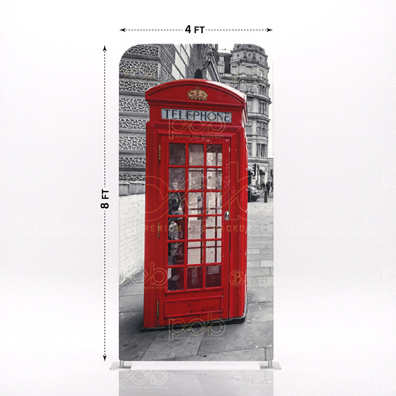 old school British London red telephone booth stand 1